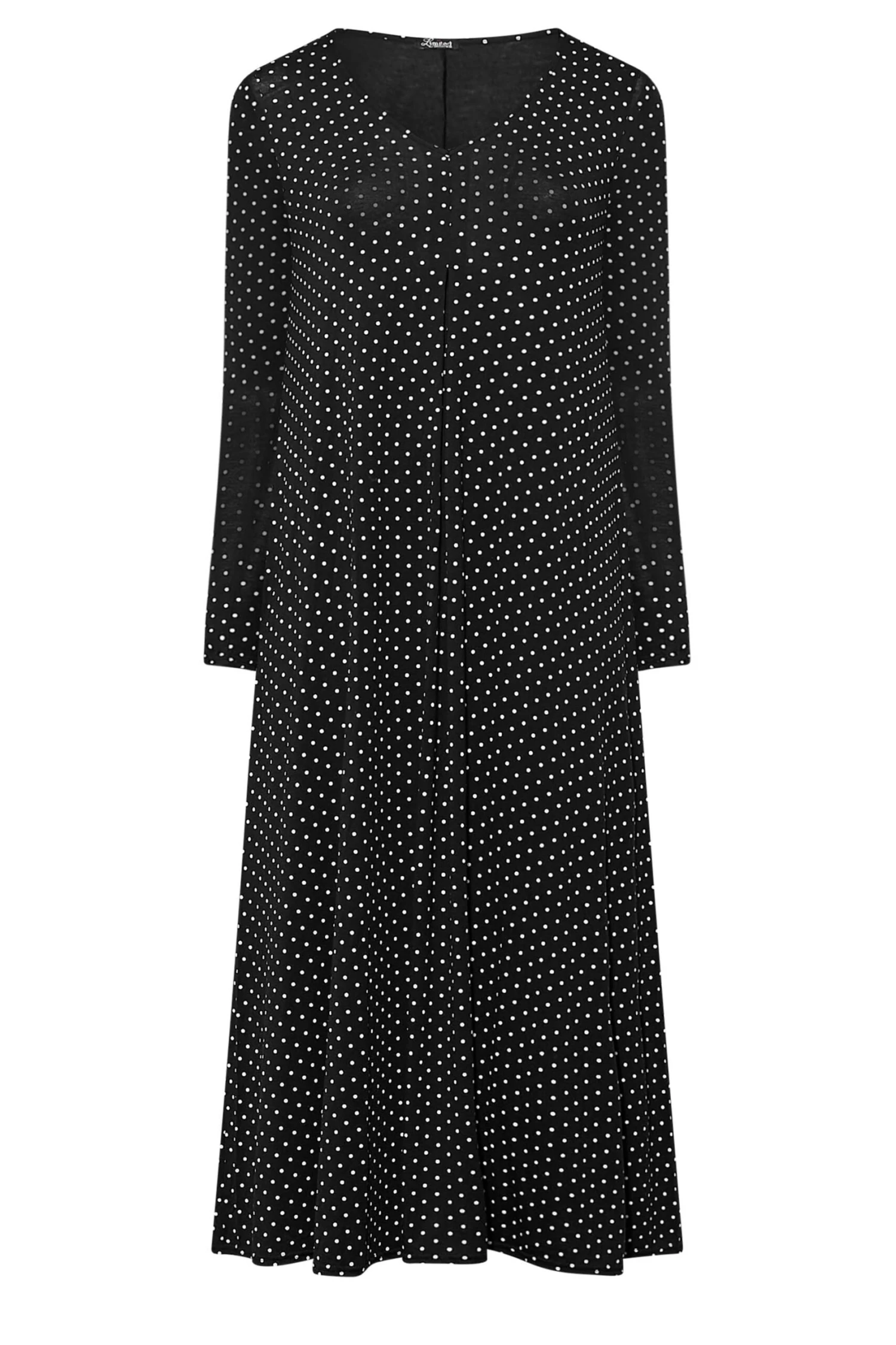 LIMITED COLLECTION Curve Black Polka Dot Pleat Front Dress 5 LIMITED COLLECTION Curve Black Polka Dot Pleat Front Dress - Image 5