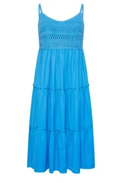 LIMITED COLLECTION Curve Blue Crochet Tiered Midaxi Dress 10 LIMITED COLLECTION Curve Blue Crochet Tiered Midaxi Dress -Saga Dresses Shop 9777cca4 f173 42 215582 X