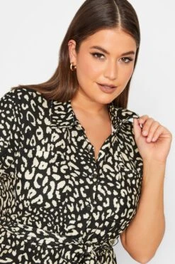 YOURS Curve Black Animal Print Split Hem Shirt Dress -Saga Dresses Shop 97d7a9b1 c002 42 302075 D
