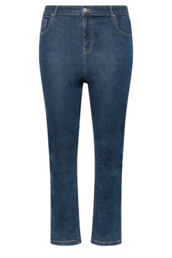 YOURS Curve Blue Side Split Stretch Straight Leg Jeans -Saga Dresses Shop 9818d56c 7548 4c 143021 X