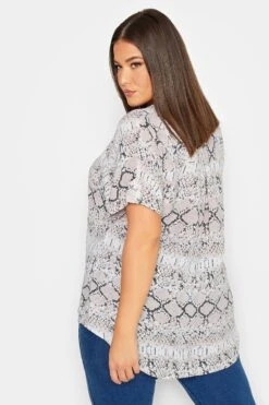 YOURS Curve Ivory White Snake Print Button Through Shirt -Saga Dresses Shop 996a23e6 9196 41 131950 C