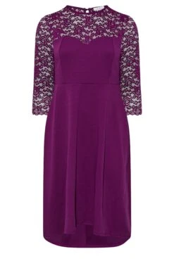 YOURS LONDON Curve Purple Lace Sweetheart Midi Dress -Saga Dresses Shop 99cfd72e 2529 4f 161544 X