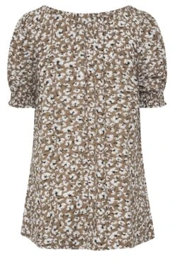 YOURS Curve Beige Brown Floral Print Gypsy Top -Saga Dresses Shop 99fcea6b eb4d 49 131967 Y
