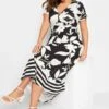 YOURS Curve Black Floral Midaxi Wrap Dress