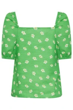 YOURS PETITE Curve Green Daisy Print Square Neck Top -Saga Dresses Shop 9a5c1820 6691 42 174642 Y