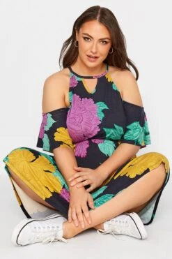 YOURS Curve Black Floral Cold Shoulder Dress 8 YOURS Curve Black Floral Cold Shoulder Dress -Saga Dresses Shop 9a710fdf ac9d 41 300800 D