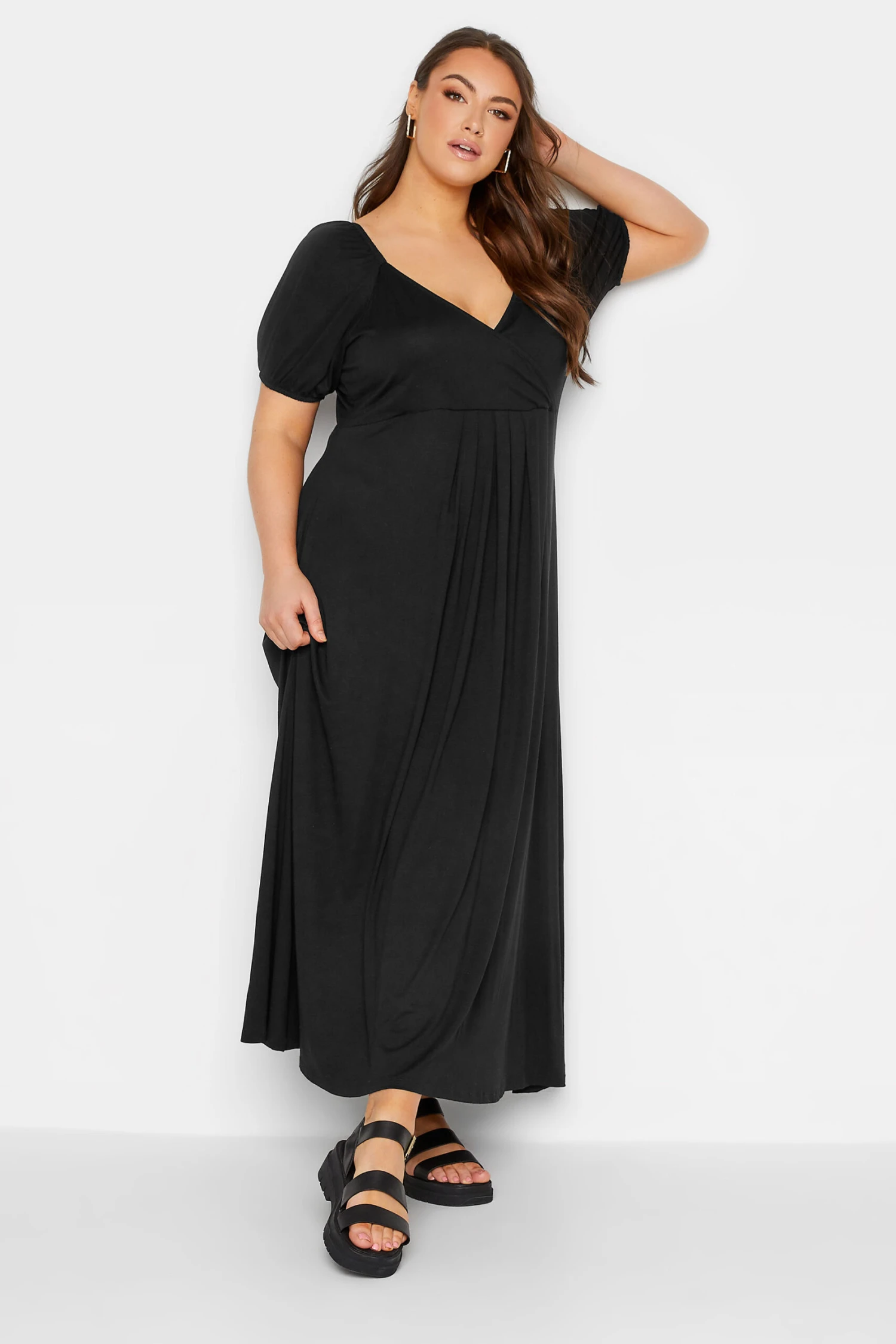 LIMITED COLLECTION Curve Black Wrap Maxi Dress 1 LIMITED COLLECTION Curve Black Wrap Maxi Dress