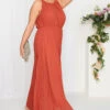 YOURS LONDON Curve Orange Pleated Maxi Dress