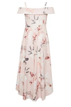 YOURS LONDON Curve Light Pink Floral Bardot High Low Midi Dress -Saga Dresses Shop 9ba3881c 5b61 4f 162090 Y