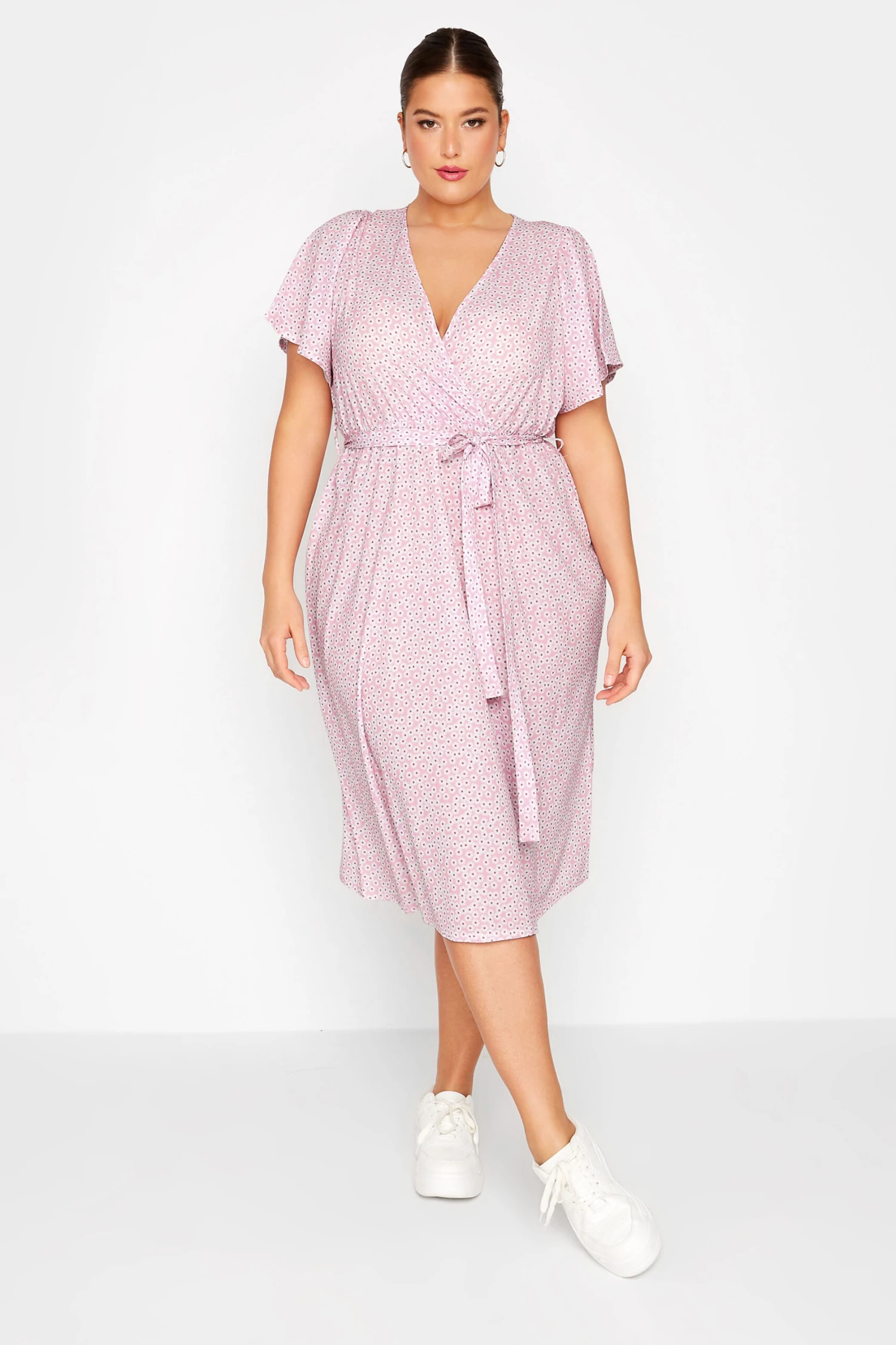 LIMITED COLLECTION Curve Pink Ditsy Floral Print Wrap Dress 1 LIMITED COLLECTION Curve Pink Ditsy Floral Print Wrap Dress