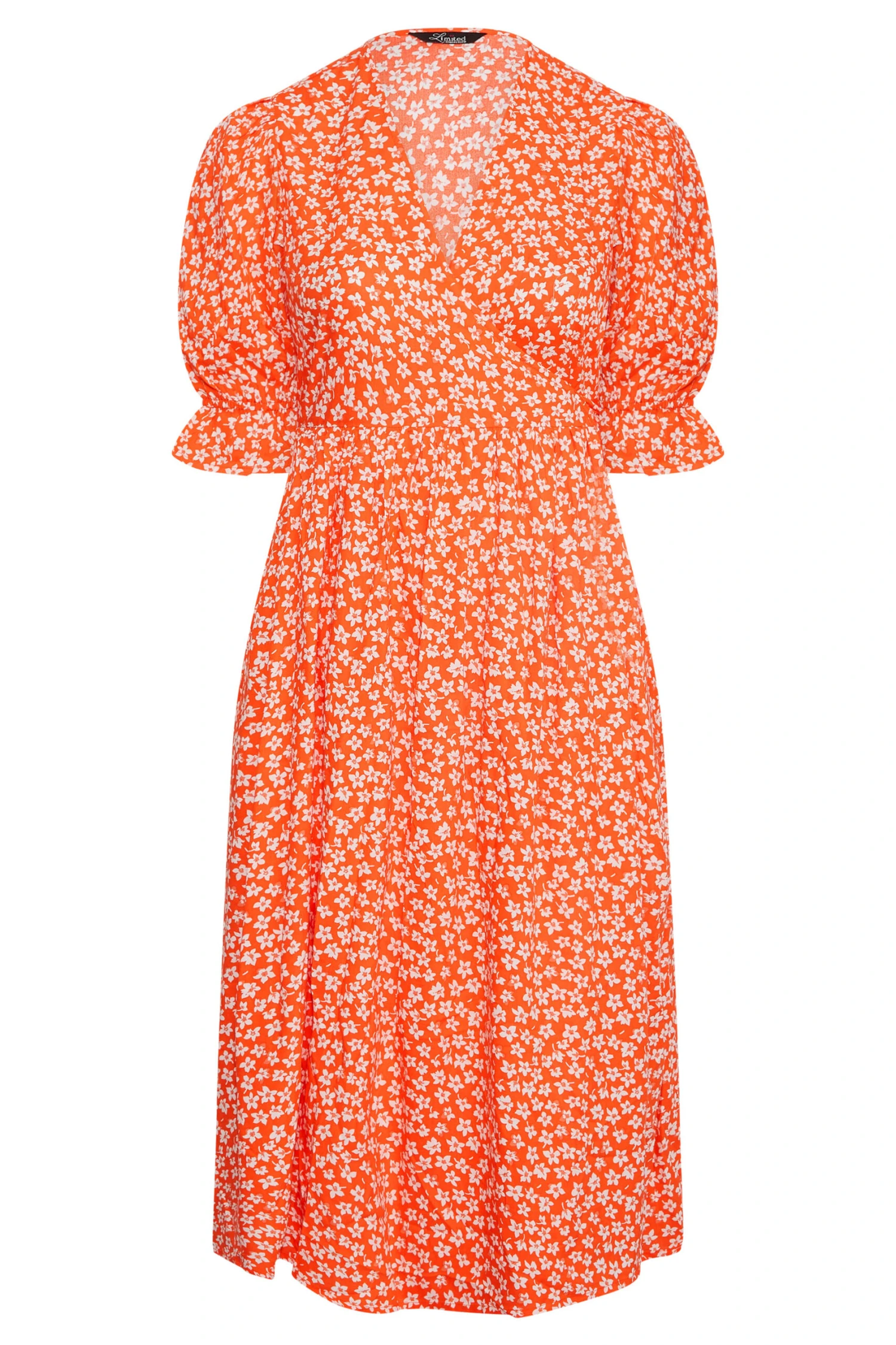LIMITED COLLECTION Curve Orange Ditsy Wrap Dress 5 LIMITED COLLECTION Curve Orange Ditsy Wrap Dress - Image 5