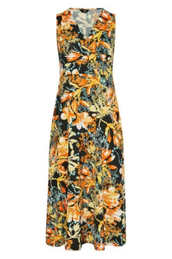 YOURS Curve Black & Orange Floral Maxi Dress -Saga Dresses Shop 9c8bae0b 27d4 49 300810 X