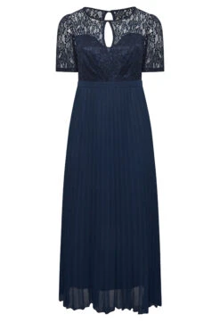 YOURS LONDON Curve Navy Blue Lace Puff Sleeve Pleated Maxi Dress 10 YOURS LONDON Curve Navy Blue Lace Puff Sleeve Pleated Maxi Dress -Saga Dresses Shop 9cbdc172 b38c 43 161903 X