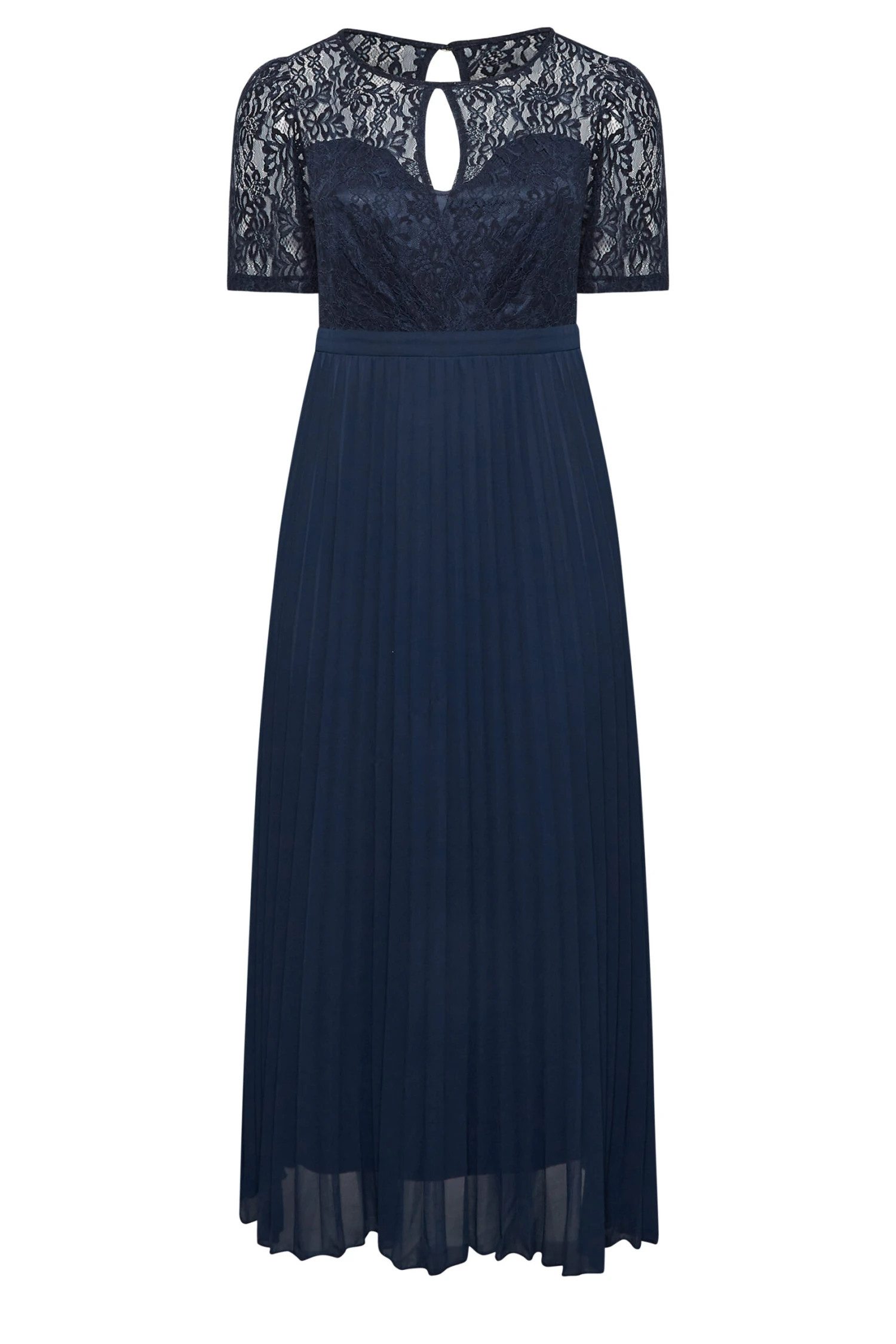 YOURS LONDON Curve Navy Blue Lace Puff Sleeve Pleated Maxi Dress 5 YOURS LONDON Curve Navy Blue Lace Puff Sleeve Pleated Maxi Dress - Image 5