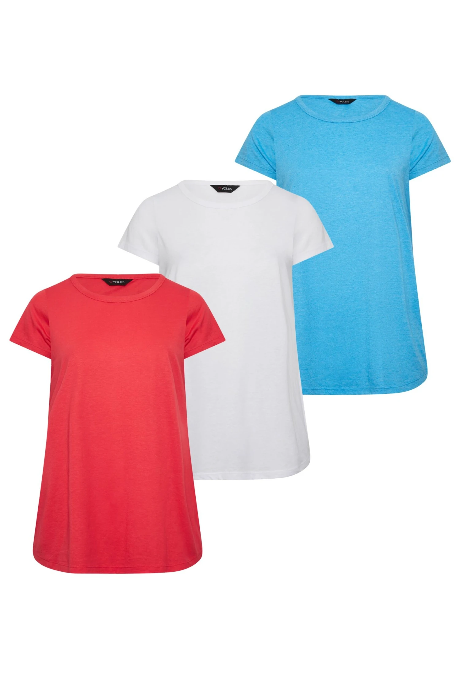 YOURS Curve 3 PACK Red & White Essential T-Shirts 7 YOURS Curve 3 PACK Red & White Essential T-Shirts - Image 7