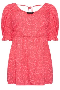 LIMITED COLLECTION Curve Pink Spot Print Puff Sleeve Top 12 LIMITED COLLECTION Curve Pink Spot Print Puff Sleeve Top -Saga Dresses Shop 9d7e8ae5 6620 40 215670 X