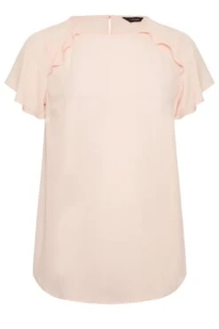 YOURS Curve Pink Frill Short Sleeve Blouse 10 YOURS Curve Pink Frill Short Sleeve Blouse -Saga Dresses Shop 9db3f844 1f53 49 174270 X