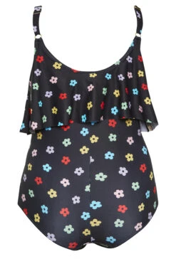 YOURS Curve Black Daisy Print Frill Chain Tummy Control Swimsuit -Saga Dresses Shop 9dcc5f35 2632 42 150271 Y