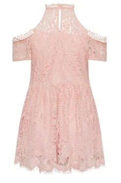 YOURS LONDON Curve Pink Cold Shoulder Lace Top -Saga Dresses Shop 9e00764d 4dcd 48 162026 Y