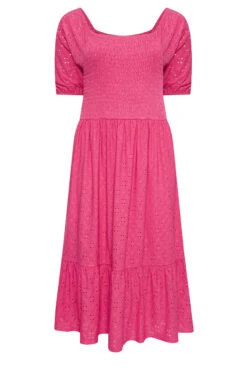 YOURS Curve Pink Shirred Broderie Anglaise Midaxi Dress 10 YOURS Curve Pink Shirred Broderie Anglaise Midaxi Dress -Saga Dresses Shop 9e34f506 7572 40 137541 X
