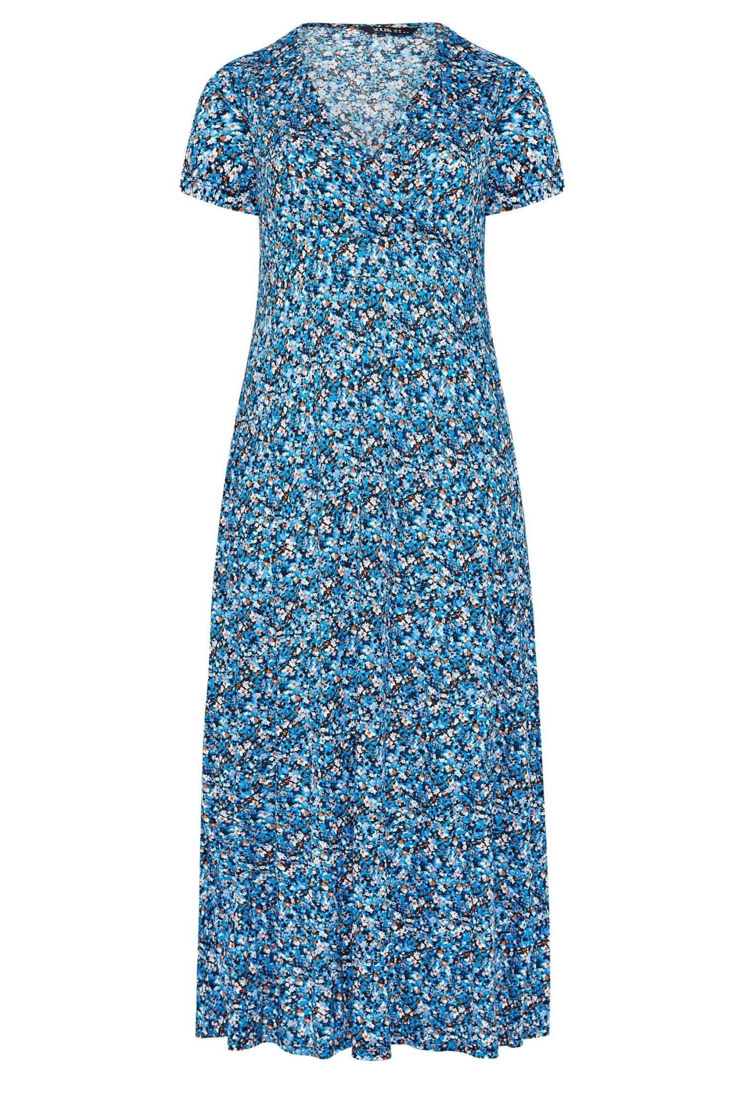 YOURS Curve Blue Ditsy Floral V-Neck Midaxi Dress 5 YOURS Curve Blue Ditsy Floral V-Neck Midaxi Dress - Image 5