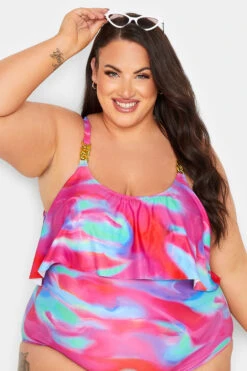 YOURS Curve Pink Swirl Print Frill Chain Tummy Control Swimsuit 22 YOURS Curve Pink Swirl Print Frill Chain Tummy Control Swimsuit -Saga Dresses Shop 9f5239ee 335e 43 150310VB D