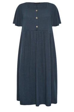 LIMITED COLLECTION Curve Blue Ribbed Square Neck Midi Dress -Saga Dresses Shop 9ff02d0d 5780 4c 215630 X