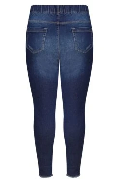 YOURS FOR GOOD Curve Indigo Blue Distressed Cat Scratch Stretch JENNY Jeggings -Saga Dresses Shop Indigo Distressed JENNY Jeggings 142260 9fe3