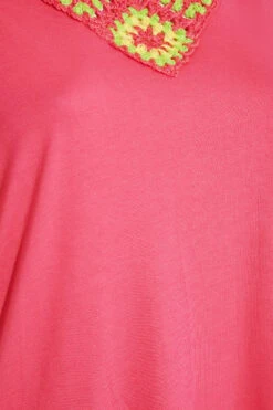 YOURS Curve Pink Crochet Neckline Cold Shoulder Tunic Top -Saga Dresses Shop a0392f59 add5 44 300932 Z