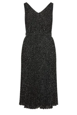 YOURS LONDON Curve Black Spot Print Pleated Maxi Dress -Saga Dresses Shop a0e9e71a b396 47 162083 Y