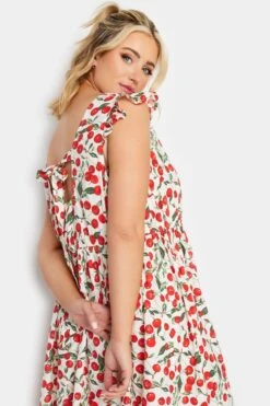 LIMITED COLLECTION Curve White Cherry Print Frill Maxi Dress 8 LIMITED COLLECTION Curve White Cherry Print Frill Maxi Dress -Saga Dresses Shop a10085cf 001e 4d 215683 D
