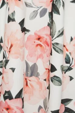 YOURS LONDON Curve White & Pink Floral Bardot Midi Dress -Saga Dresses Shop a10bcf16 7a4b 40 162216 Z