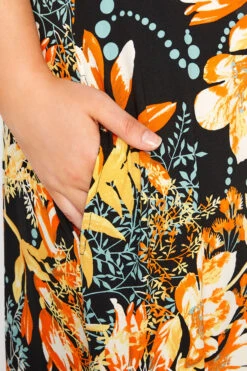 YOURS Curve Black & Orange Floral Maxi Dress -Saga Dresses Shop a17a8844 5c99 4d 300810 D