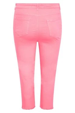 YOURS Curve Pink Stretch Wide Leg Cropped Jeans -Saga Dresses Shop a1ac115a dd1a 4d 142916 BK