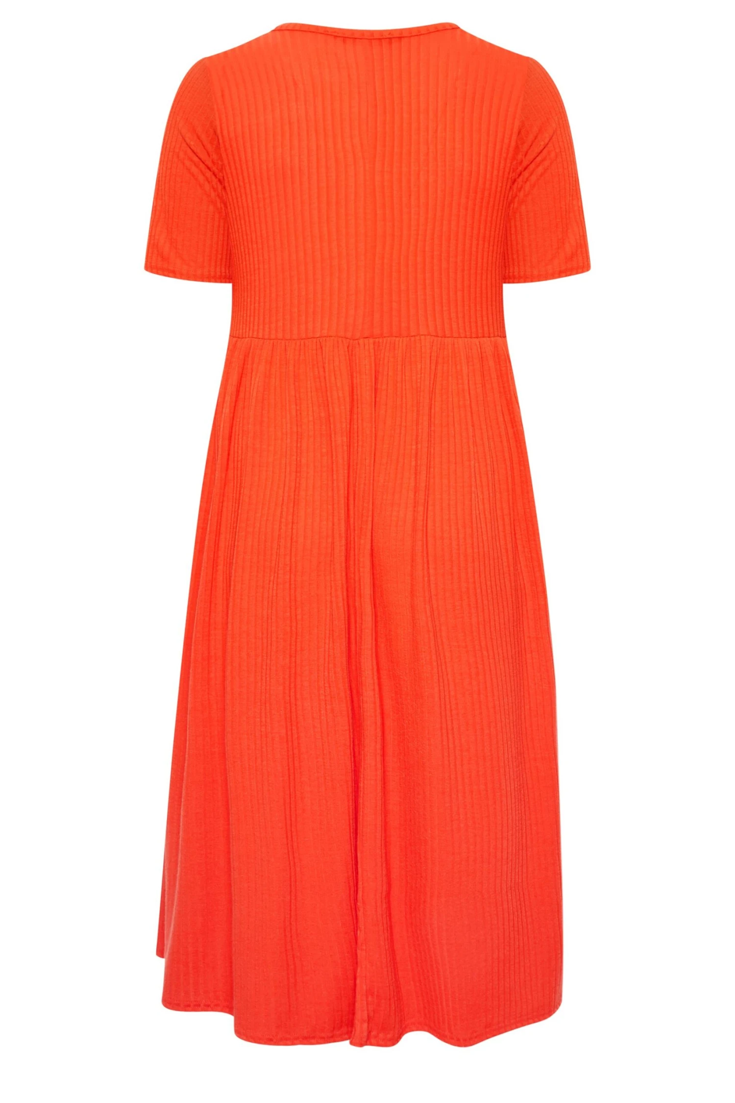 LIMITED COLLECTION Curve Orange Ribbed Peplum Midi Dress 7 LIMITED COLLECTION Curve Orange Ribbed Peplum Midi Dress - Image 7