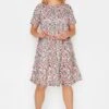 YOURS PETITE Curve Pink Ditsy Floral Print Smock Dress