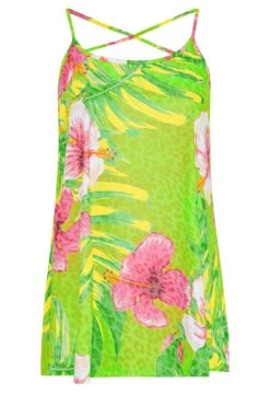YOURS Curve Green Tropical Print Strappy Vest Top -Saga Dresses Shop a4fb8a08 8448 41 300759 X