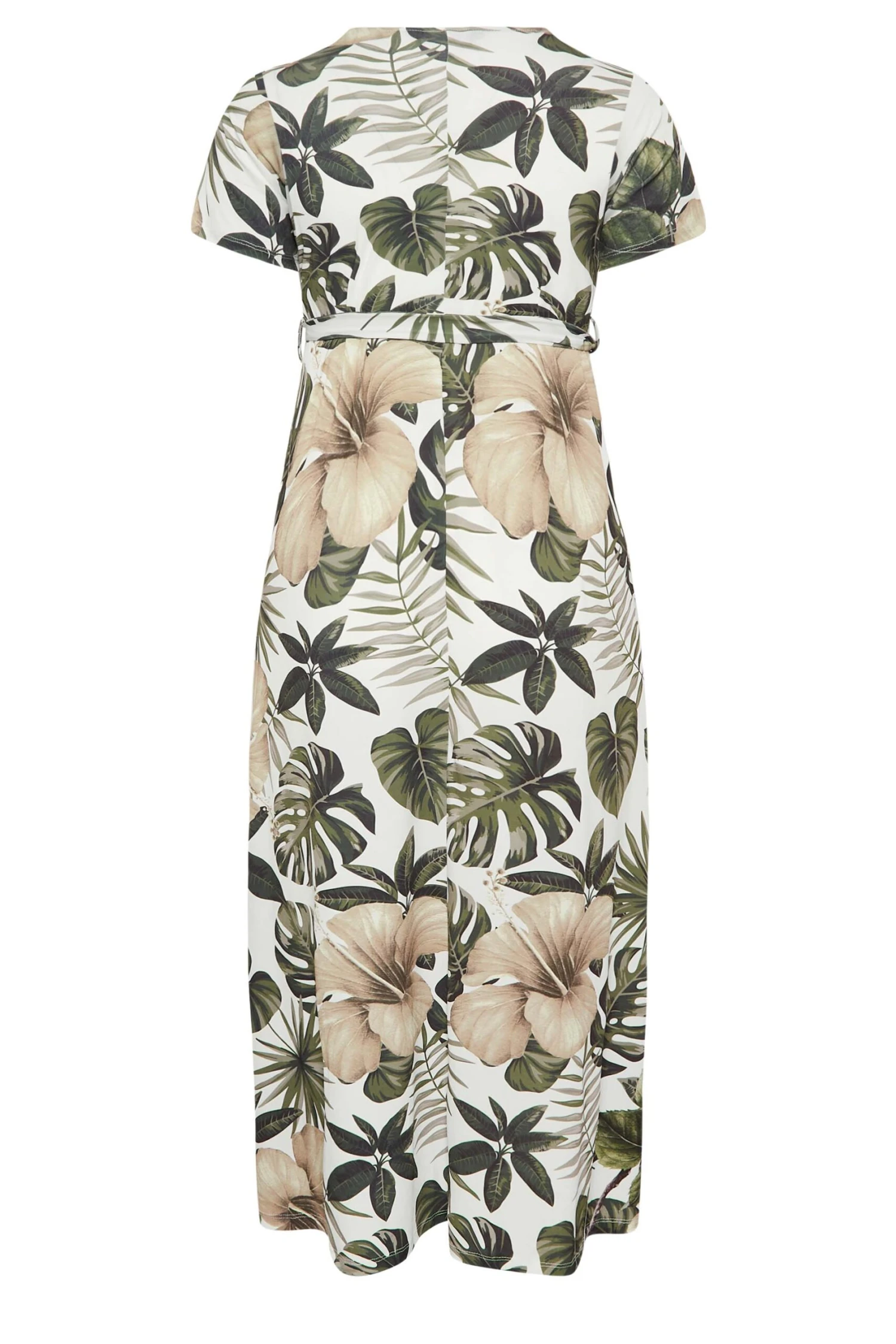YOURS Curve White Tropical Leaf Print Wrap Dress 6 YOURS Curve White Tropical Leaf Print Wrap Dress - Image 6
