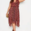 YOURS Curve Red Animal Print Hanky Hem Dress