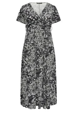YOURS Curve Black Paisley Print Wrap Maxi Dress 10 YOURS Curve Black Paisley Print Wrap Maxi Dress -Saga Dresses Shop a8454442 a40b 41 302074 X