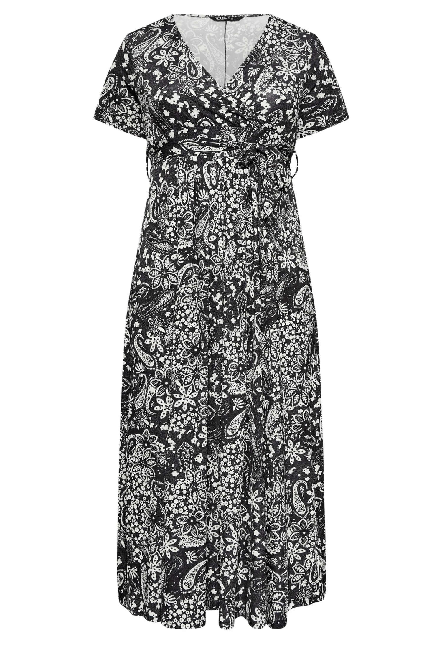 YOURS Curve Black Paisley Print Wrap Maxi Dress 5 YOURS Curve Black Paisley Print Wrap Maxi Dress - Image 5