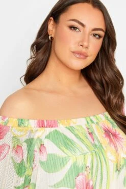 YOURS Curve White Floral Double Layer Mesh Top -Saga Dresses Shop a8a70bec af22 46 301042 D