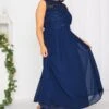 YOURS LONDON Curve Navy Blue Lace Front Chiffon Maxi Dress