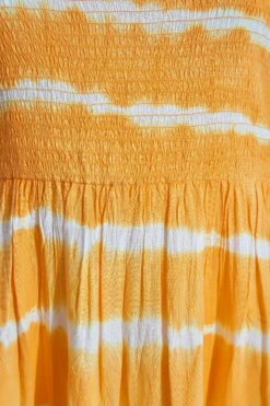 YOURS Curve Yellow Tie Dye Shirred Peplum Vest Top -Saga Dresses Shop a959bd19 1302 4f 131607 Z