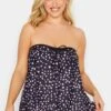 YOURS Curve Black Spot Print Tankini Top