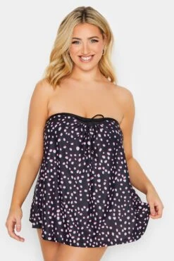 YOURS Curve Black Spot Print Tankini Top