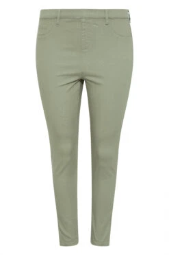 YOURS FOR GOOD Curve Khaki Green Stretch GRACE Jeggings -Saga Dresses Shop aa5ac17a c157 46 142897 F