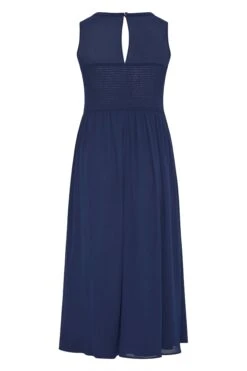 YOURS LONDON Curve Navy Blue Lace Front Chiffon Maxi Dress -Saga Dresses Shop aa662dfe c141 4f 161003 BK