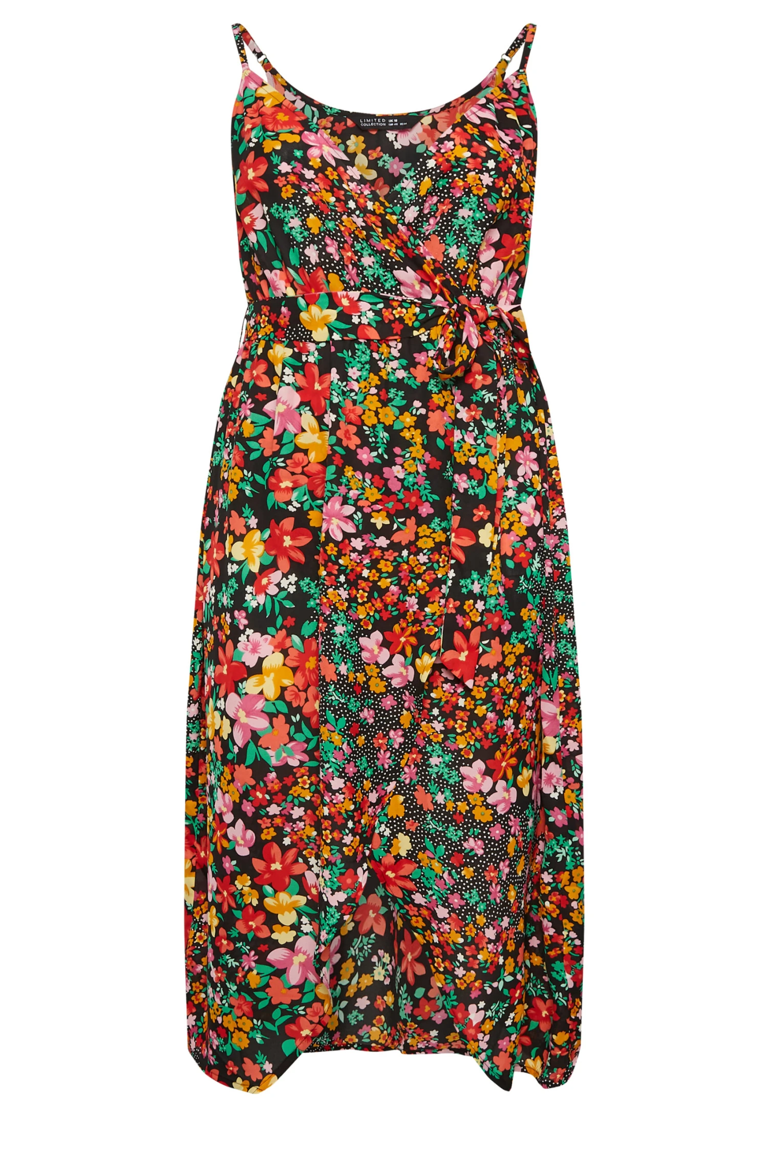 LIMITED COLLECTION Curve Black Floral Strappy Wrap Dress 6 LIMITED COLLECTION Curve Black Floral Strappy Wrap Dress - Image 6