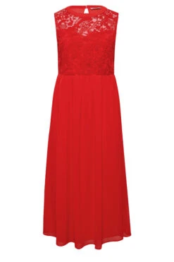 YOURS LONDON Curve Red Lace Front Chiffon Maxi Dress -Saga Dresses Shop ab2ec92c 8ab3 46 161892 X